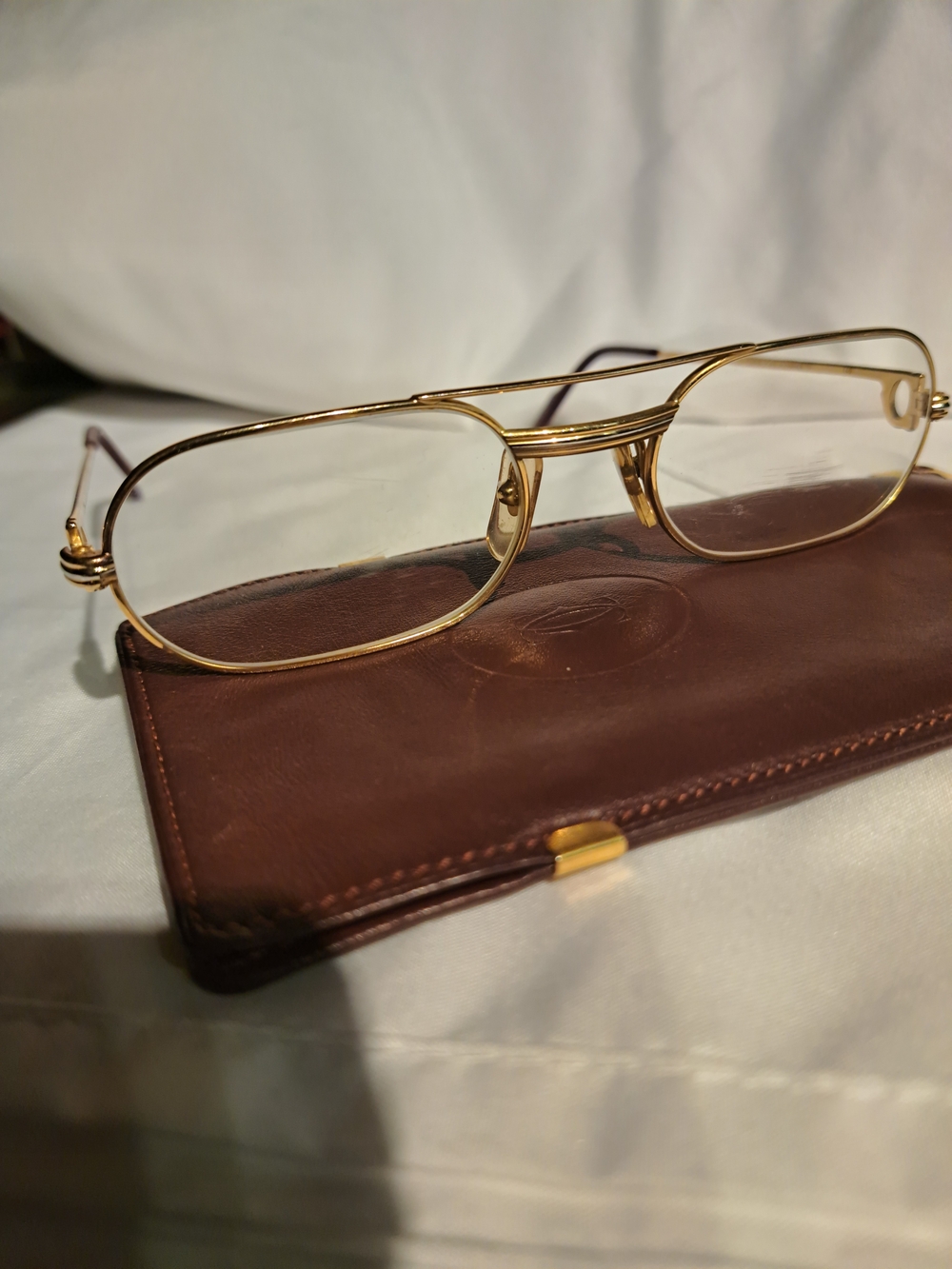 Cartier Gold Frame Eyeglasses with Brown Case